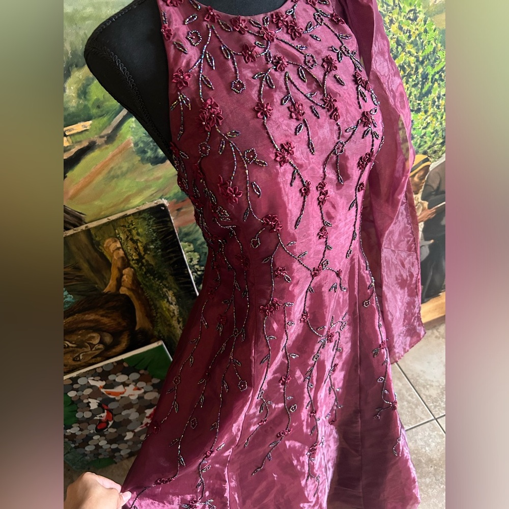 Aspeed Red A-line Halter Bell Sleeve Dress